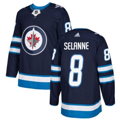 Adidas Winnipeg Jets #8 Teemu Selanne Navy Blue Home Authentic Stitched NHL Jersey